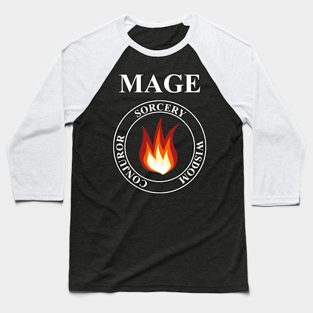 Mage Fantasy RPG Class Fire Magic T-shirt Baseball T-Shirt by AgemaApparel